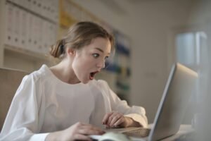 a women shocked with the reviews